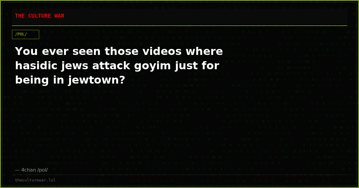 You ever seen those videos where hasidic jews attack goyim just for being in jewtown?