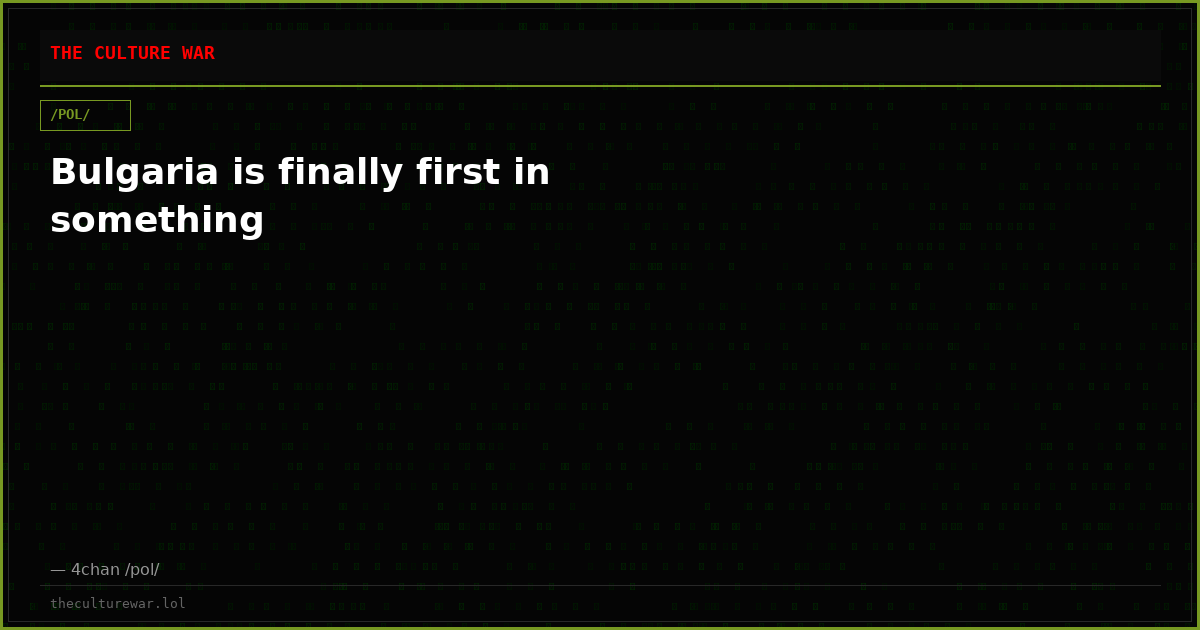 Bulgaria is finally first in something