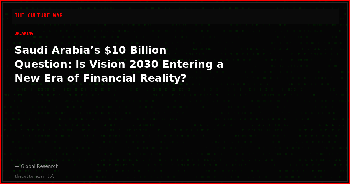 Saudi Arabia’s $10 Billion Question: Is Vision 2030 Entering a New Era of Financial Reality?
