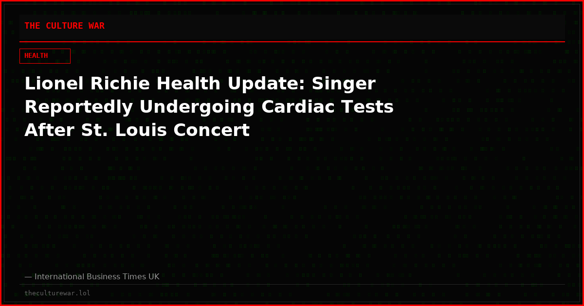 Lionel Richie Health Update: Singer Reportedly Undergoing Cardiac Tests After St. Louis Concert