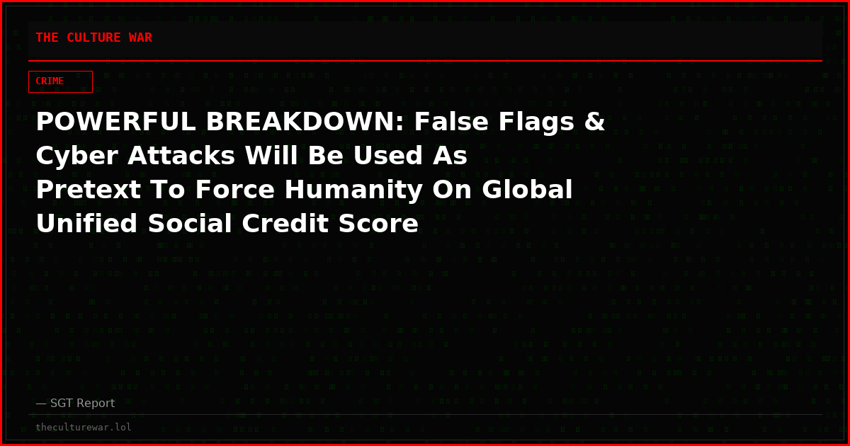 POWERFUL BREAKDOWN: False Flags & Cyber Attacks Will Be Used As Pretext To Force Humanity On Global Unified Social Credit Score