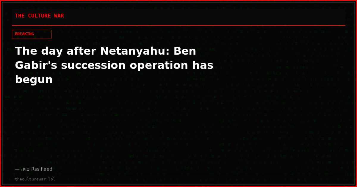 The day after Netanyahu: Ben Gabir's succession operation has begun