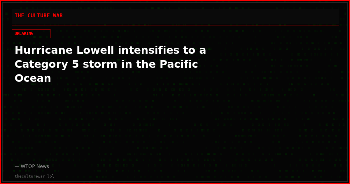 Hurricane Lowell intensifies to a Category 5 storm in the Pacific Ocean