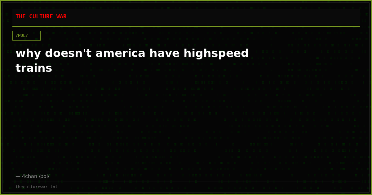why doesn't america have highspeed trains