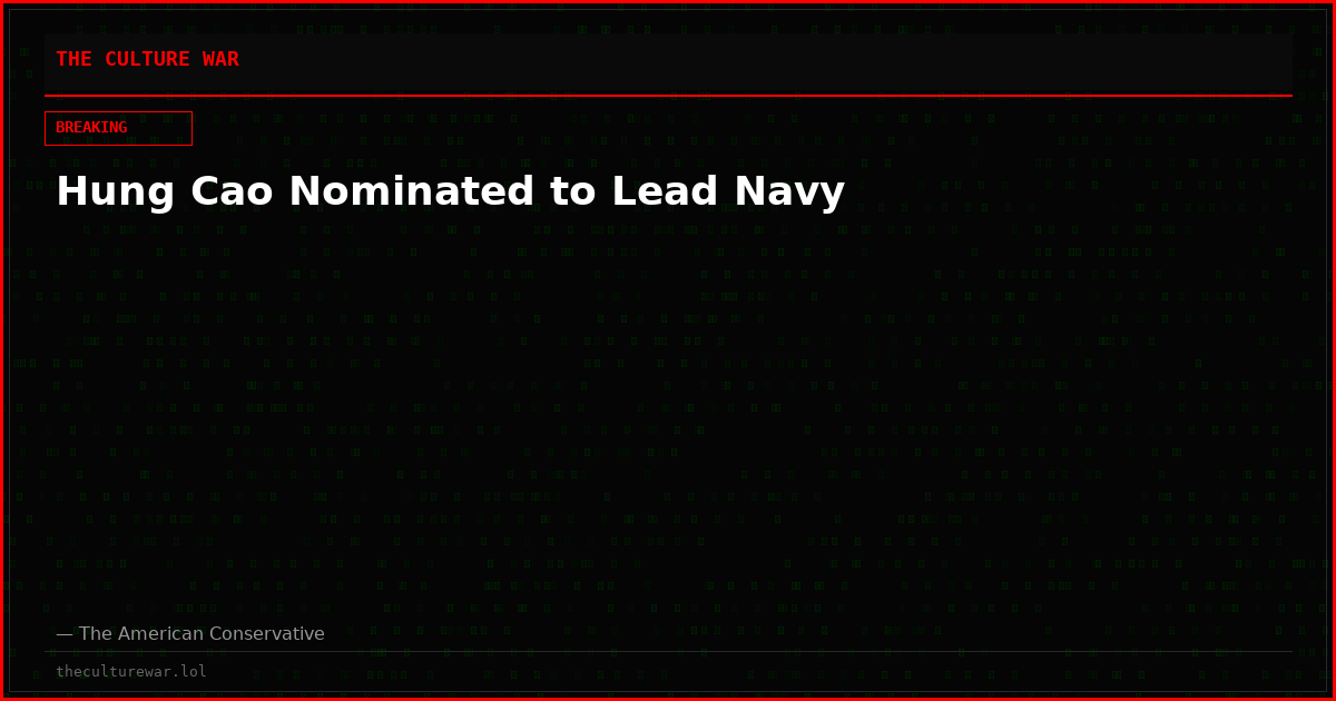 Hung Cao Nominated to Lead Navy