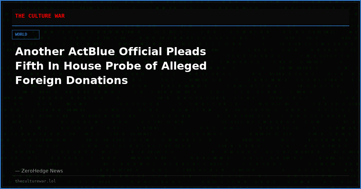 Another ActBlue Official Pleads Fifth In House Probe of Alleged Foreign Donations