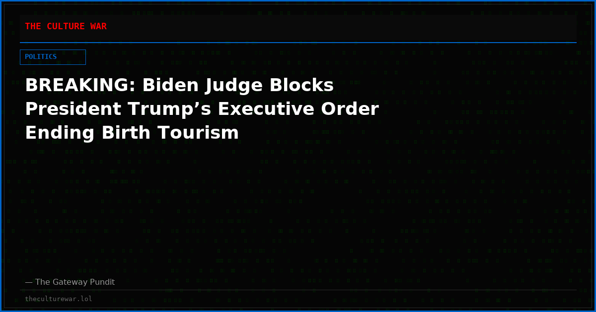 BREAKING: Biden Judge Blocks President Trump’s Executive Order Ending Birth Tourism