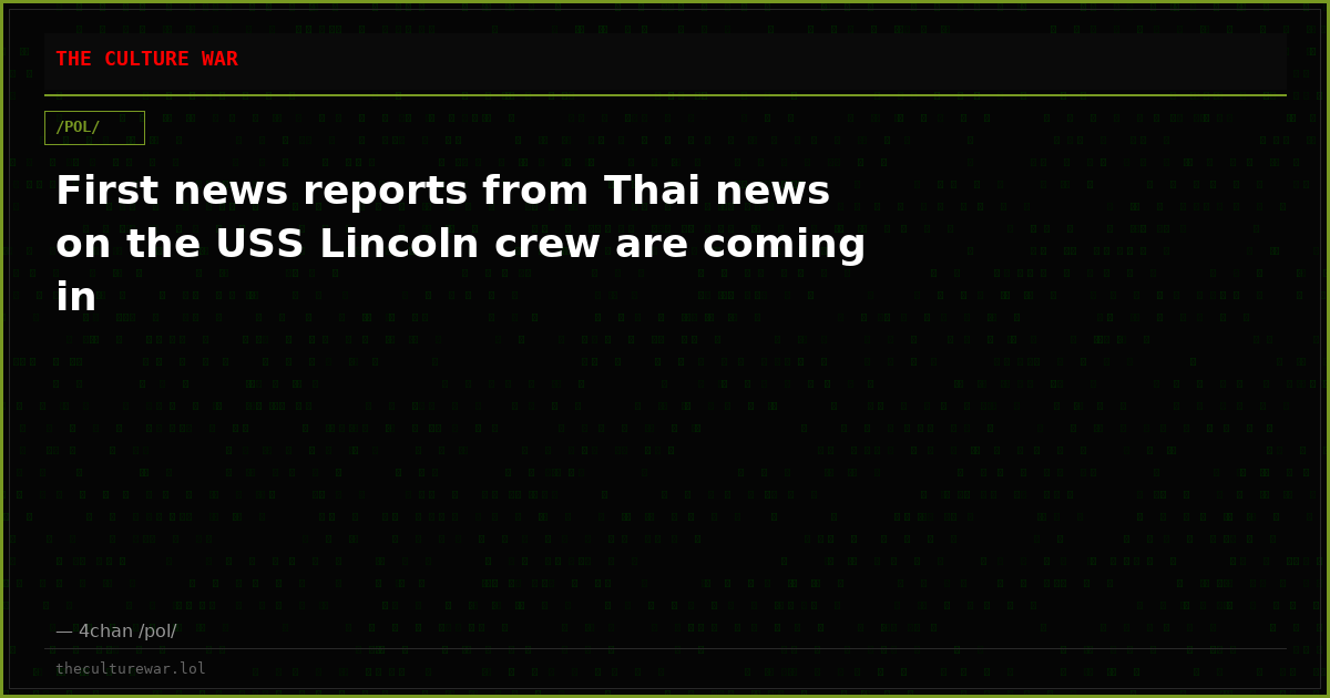 First news reports from Thai news on the USS Lincoln crew are coming in