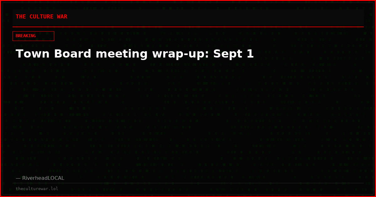 Town Board meeting wrap-up: Sept 1