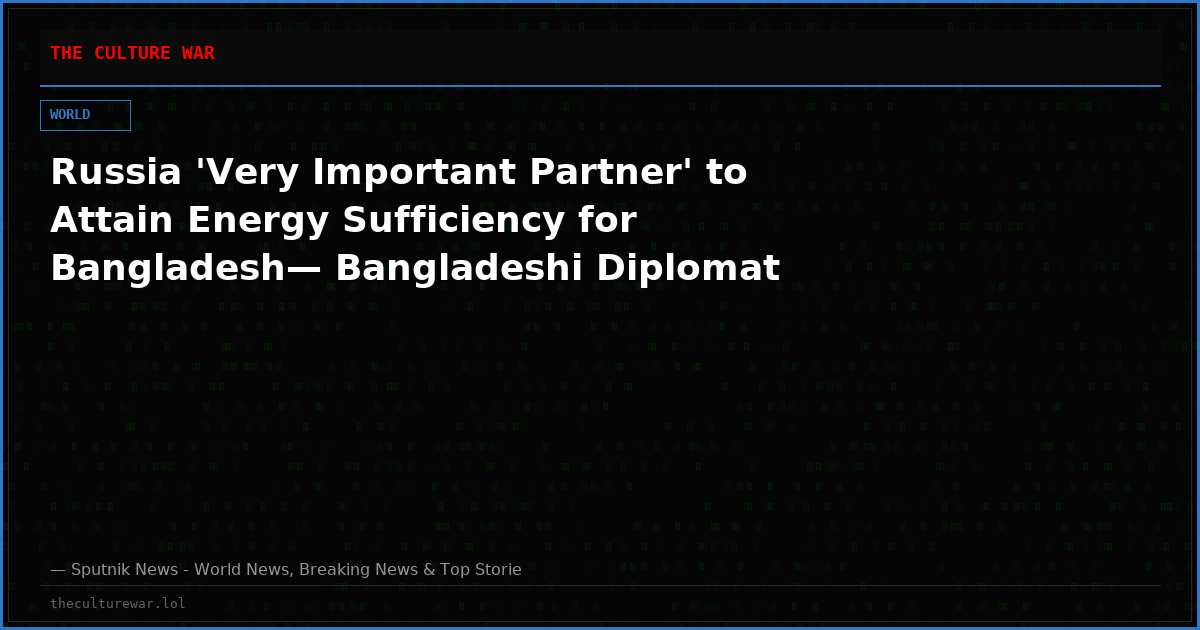 Russia 'Very Important Partner' to Attain Energy Sufficiency for Bangladesh— Bangladeshi Diplomat