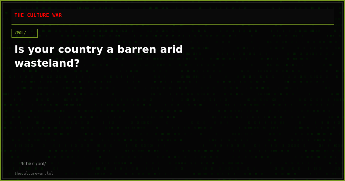 Is your country a barren arid wasteland?