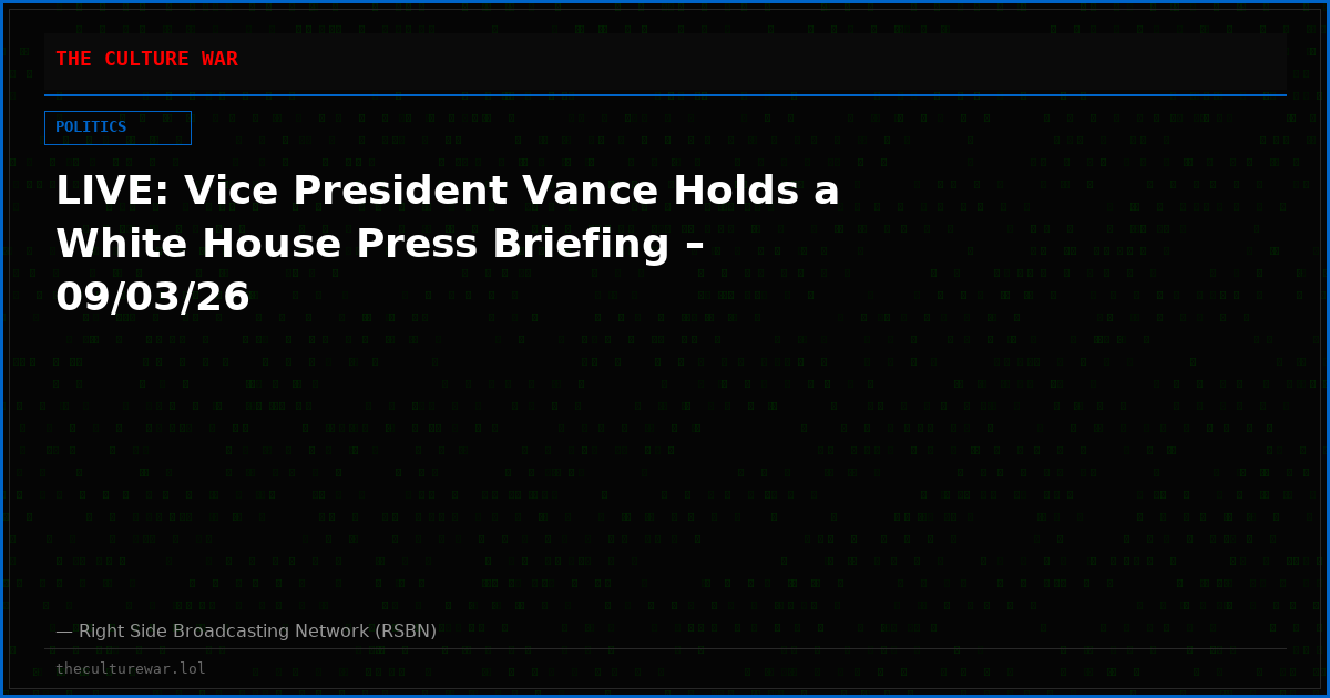 LIVE: Vice President Vance Holds a White House Press Briefing – 09/03/26