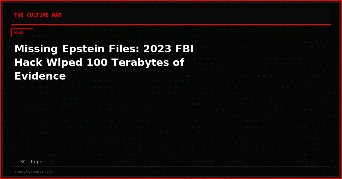 Missing Epstein Files: 2023 FBI Hack Wiped 100 Terabytes of Evidence