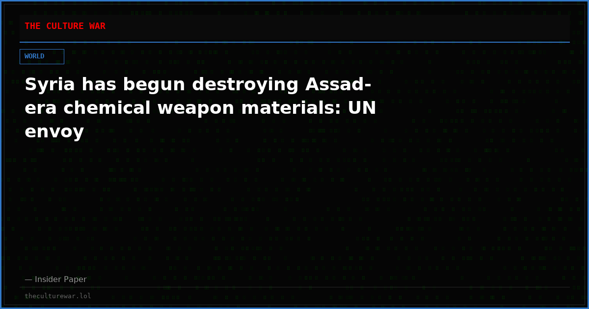 Syria has begun destroying Assad-era chemical weapon materials: UN envoy