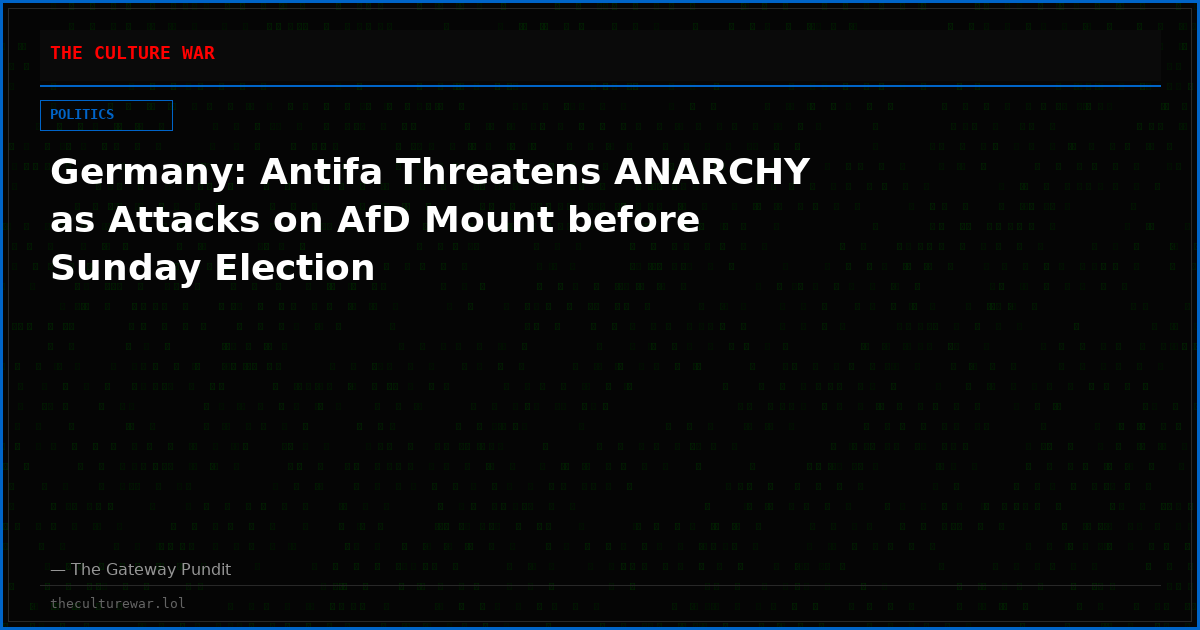 Germany: Antifa Threatens ANARCHY as Attacks on AfD Mount before Sunday Election