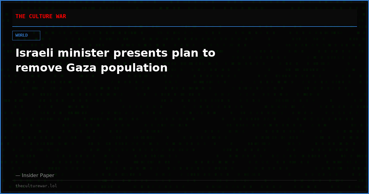 Israeli minister presents plan to remove Gaza population
