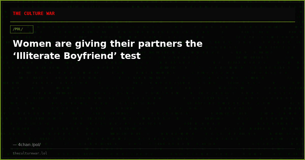 Women are giving their partners the ‘Illiterate Boyfriend’ test
