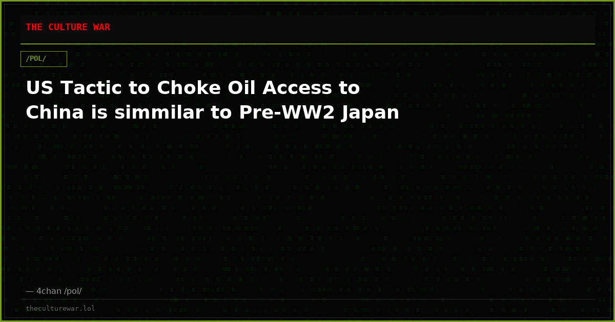US Tactic to Choke Oil Access to China is simmilar to Pre-WW2 Japan