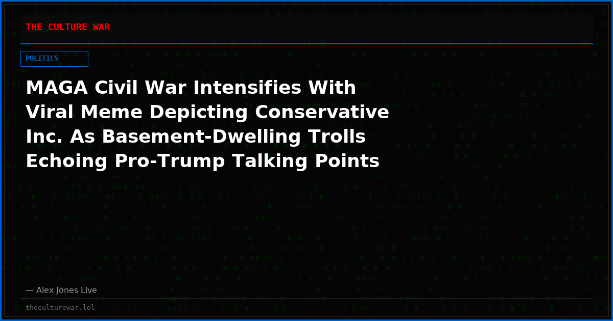MAGA Civil War Intensifies With Viral Meme Depicting Conservative Inc. As Basement-Dwelling Trolls Echoing Pro-Trump Talking Points