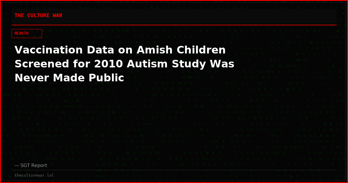 Vaccination Data on Amish Children Screened for 2010 Autism Study Was Never Made Public