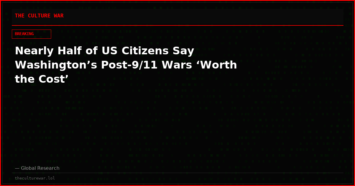 Nearly Half of US Citizens Say Washington’s Post-9/11 Wars ‘Worth the Cost’