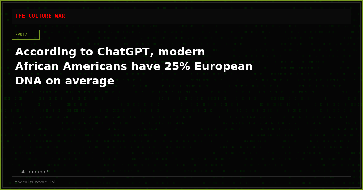 According to ChatGPT, modern African Americans have 25% European DNA on average