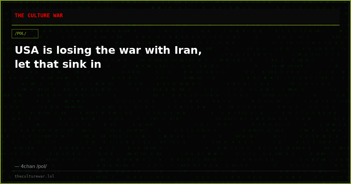USA is losing the war with Iran, let that sink in