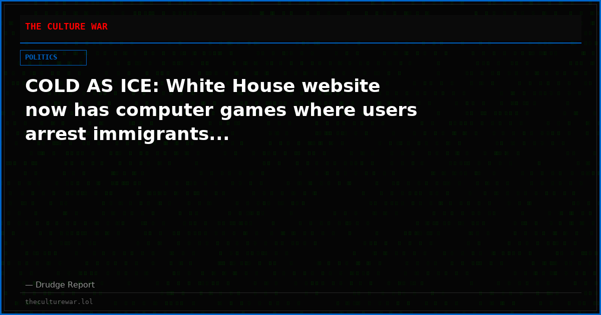 COLD AS ICE: White House website now has computer games where users arrest immigrants...