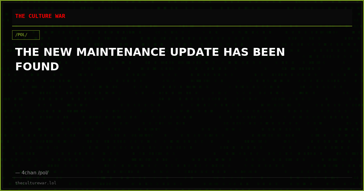 THE NEW MAINTENANCE UPDATE HAS BEEN FOUND