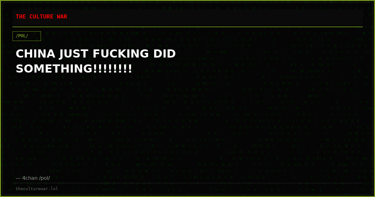 CHINA JUST FUCKING DID SOMETHING!!!!!!!!