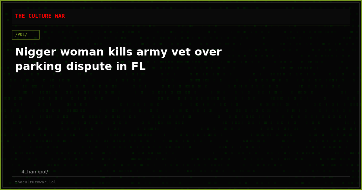 Nigger woman kills army vet over parking dispute in FL