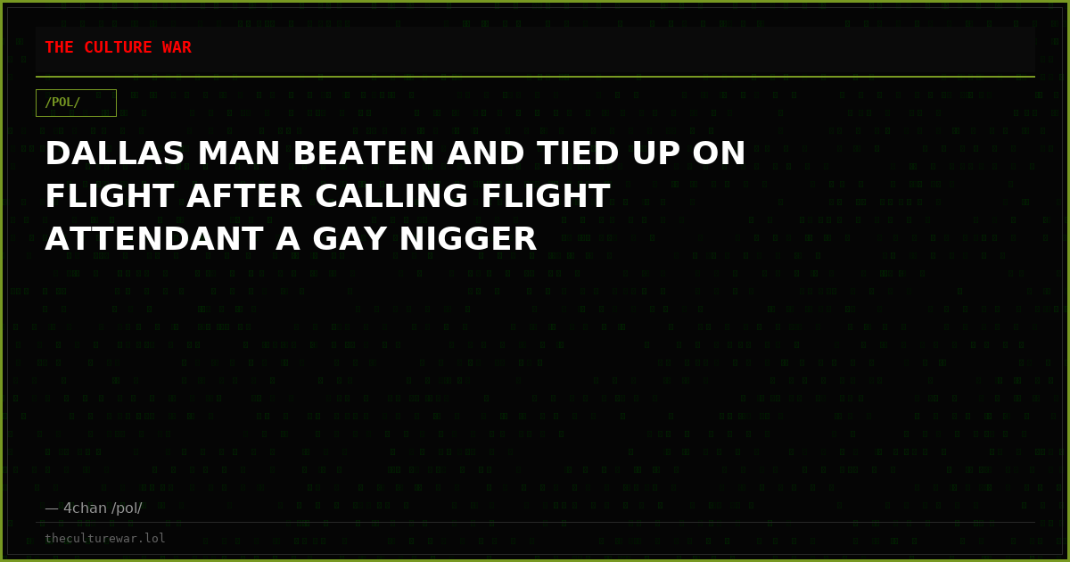 DALLAS MAN BEATEN AND TIED UP ON FLIGHT AFTER CALLING FLIGHT ATTENDANT A GAY NIGGER