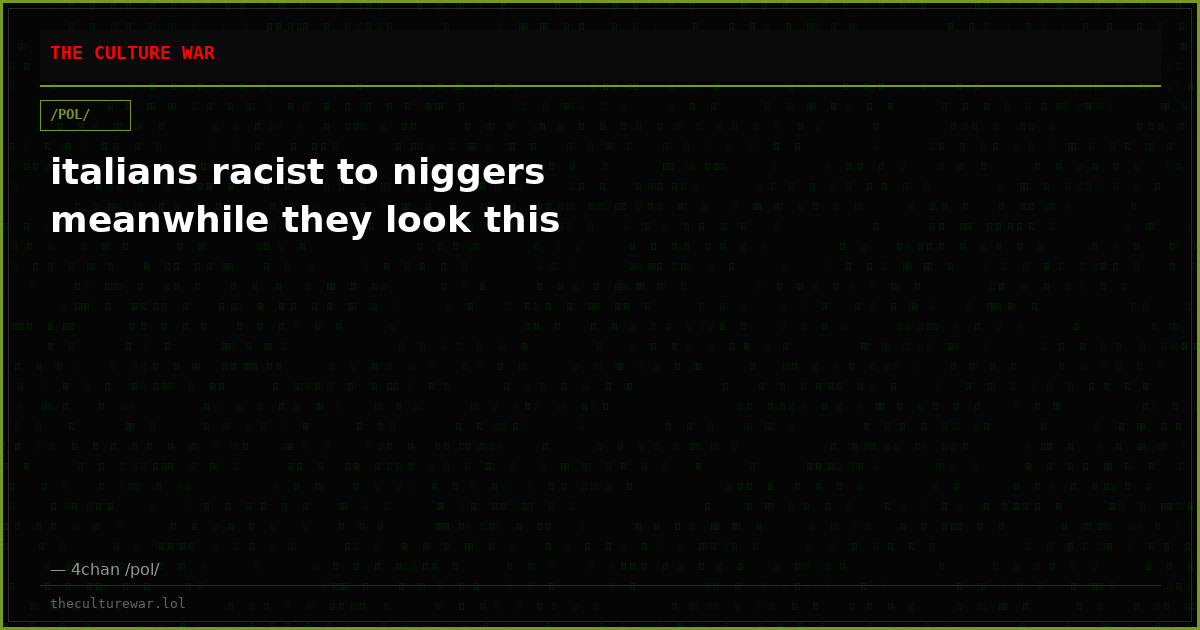 italians racist to niggers meanwhile they look this