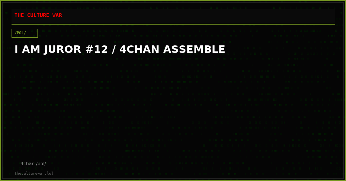 I AM JUROR #12 / 4CHAN ASSEMBLE