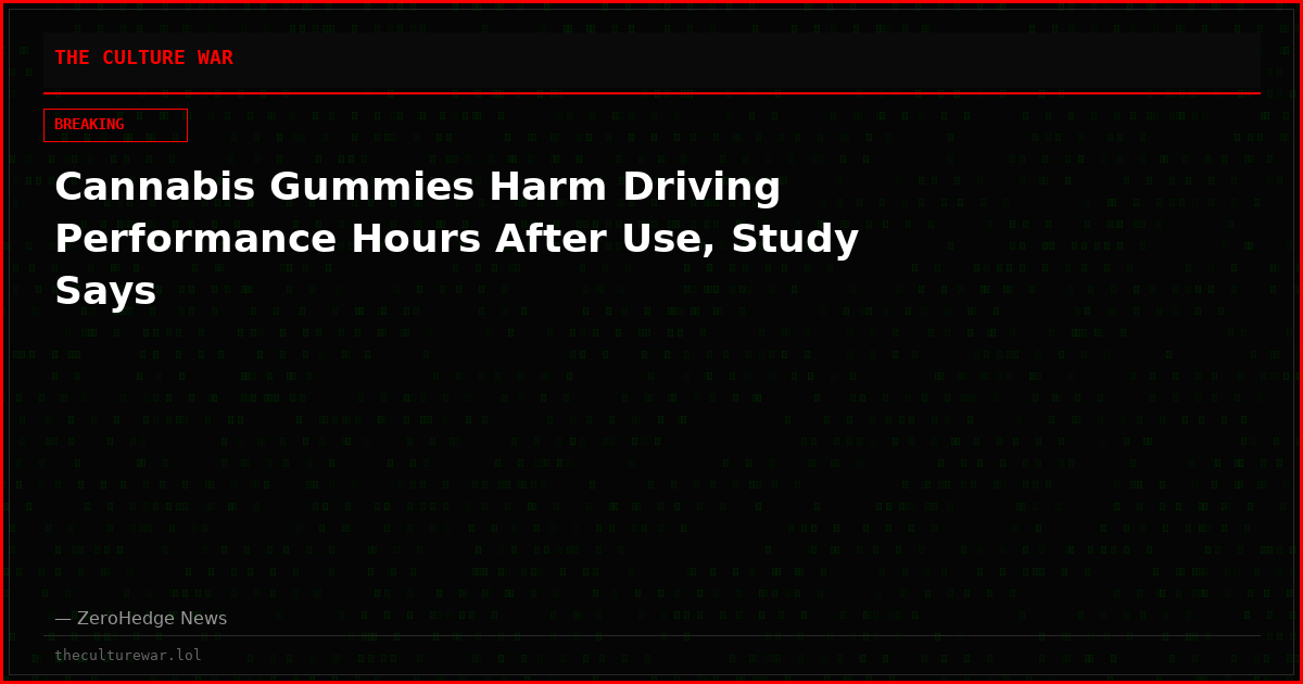 Cannabis Gummies Harm Driving Performance Hours After Use, Study Says