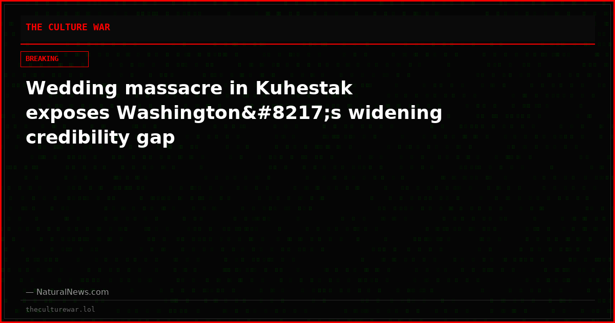 Wedding massacre in Kuhestak exposes Washington’s widening credibility gap
