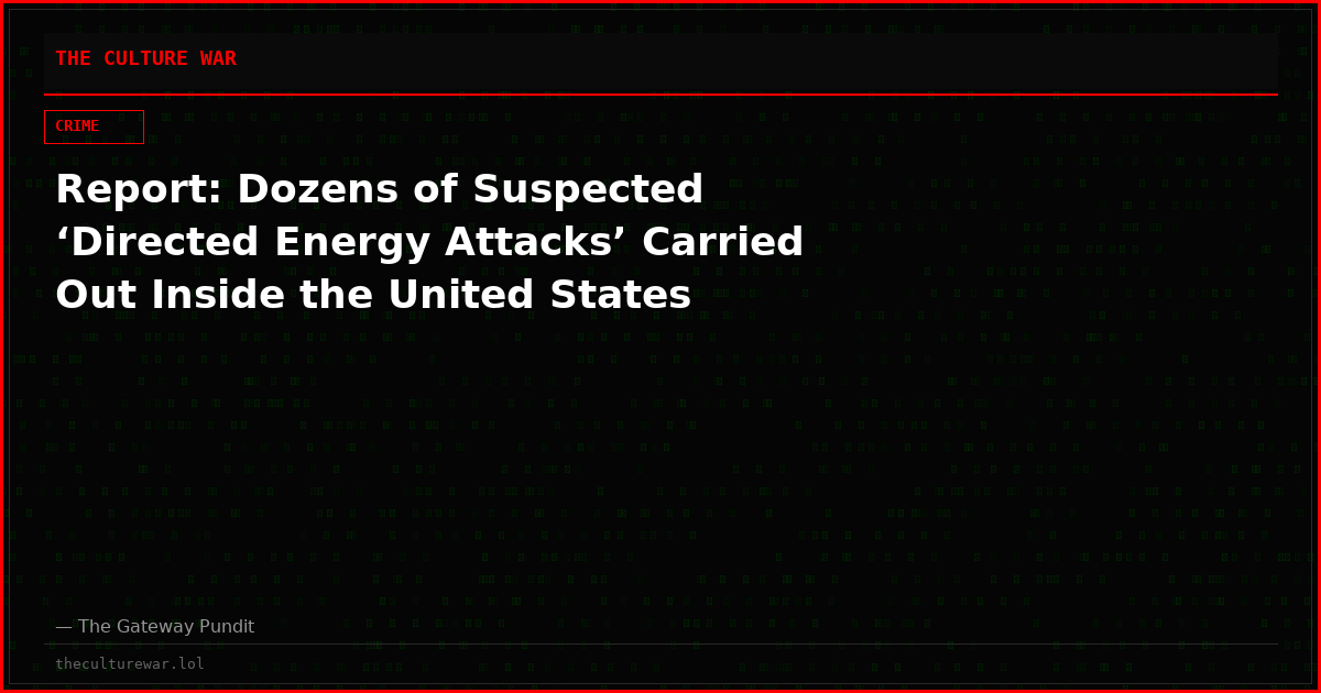 Report: Dozens of Suspected ‘Directed Energy Attacks’ Carried Out Inside the United States