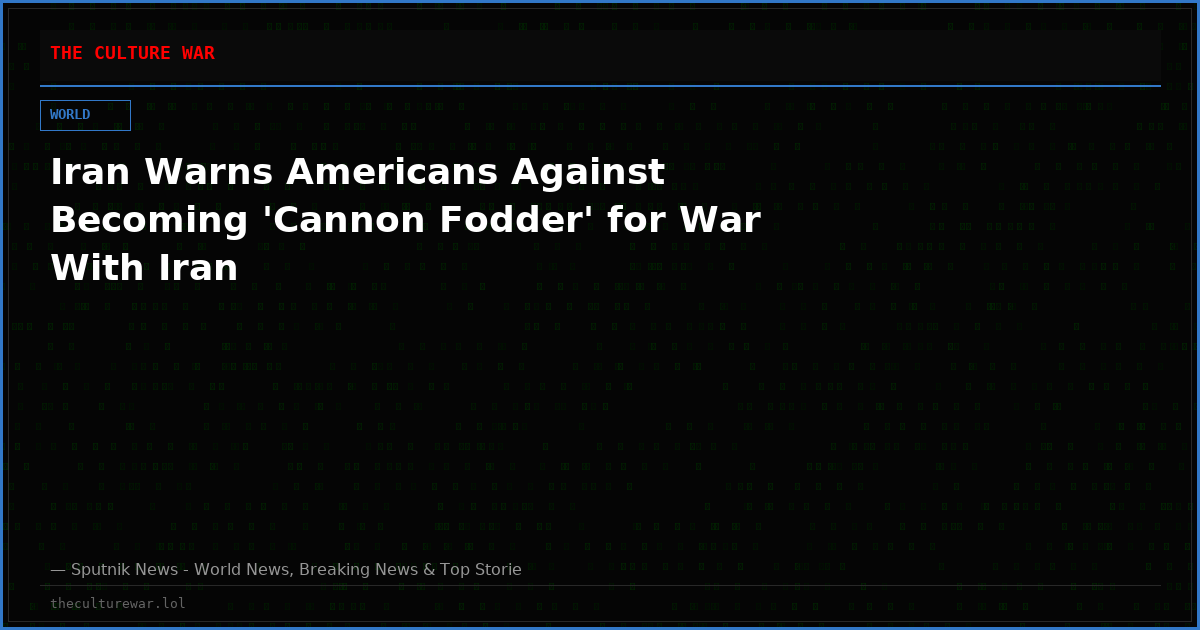 Iran Warns Americans Against Becoming 'Cannon Fodder' for War With Iran