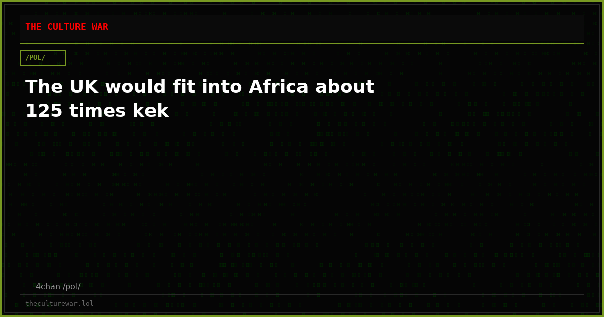 The UK would fit into Africa about 125 times kek