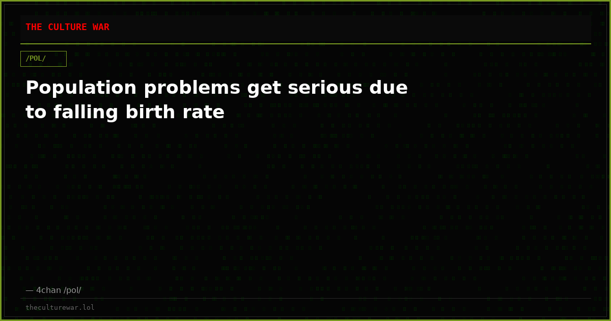 Population problems get serious due to falling birth rate