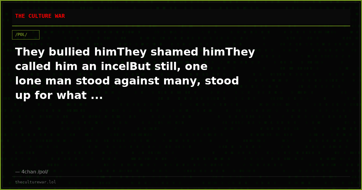 They bullied himThey shamed himThey called him an incelBut still, one lone man stood against many, stood up for what ...