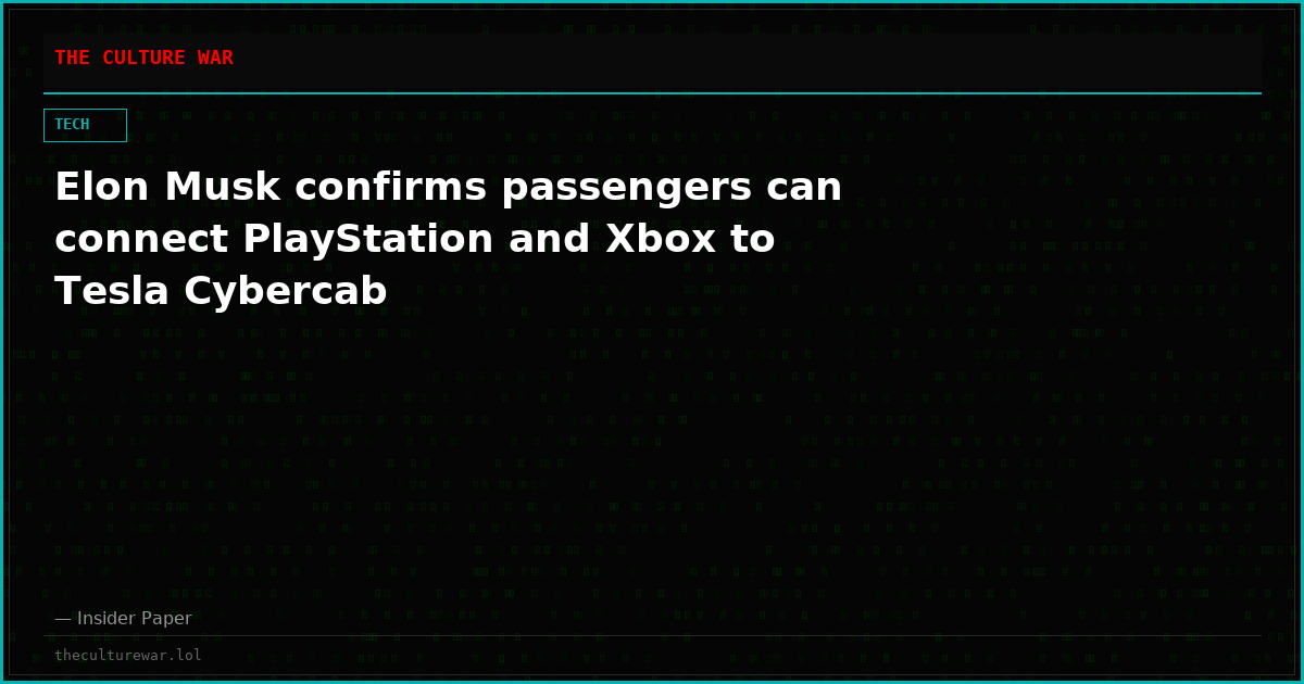 Elon Musk confirms passengers can connect PlayStation and Xbox to Tesla Cybercab