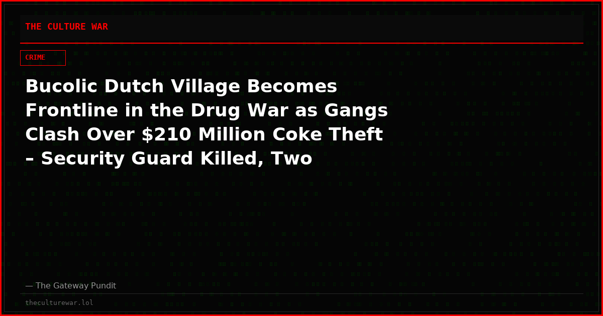 Bucolic Dutch Village Becomes Frontline in the Drug War as Gangs Clash Over $210 Million Coke Theft – Security Guard Killed, Two Policemen Shot – 34 Suspects Arrested (VIDEOS)