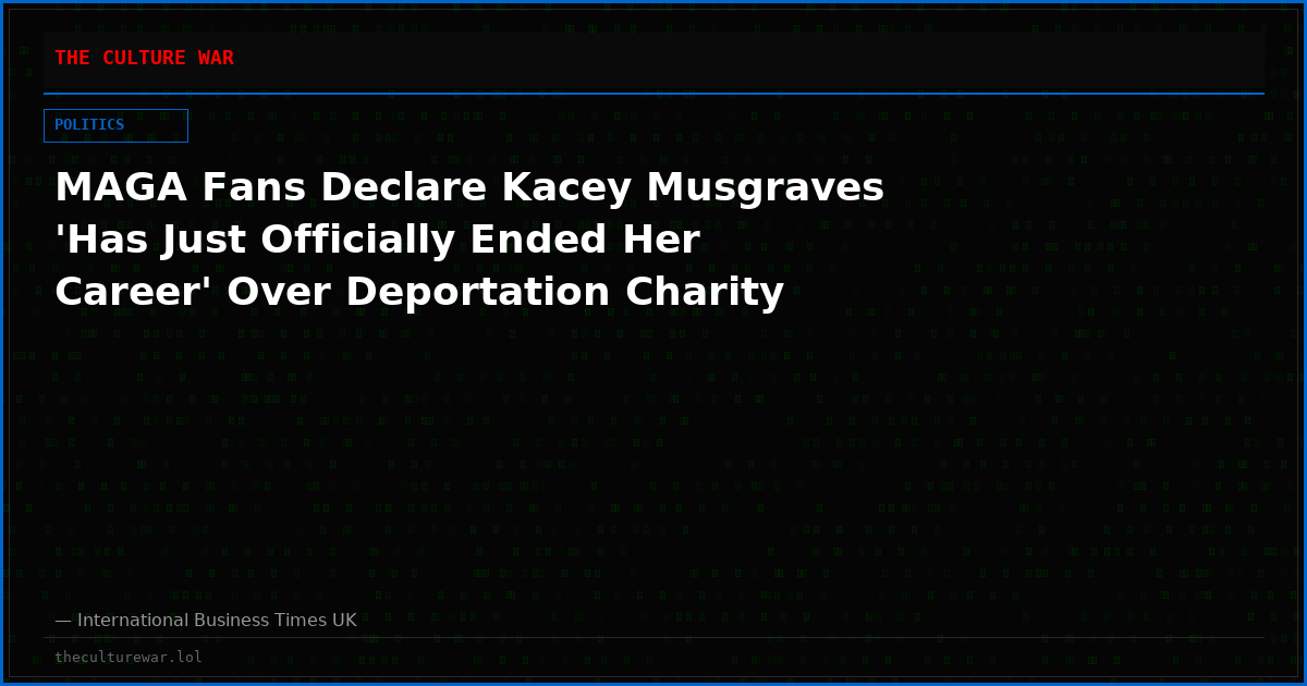 MAGA Fans Declare Kacey Musgraves 'Has Just Officially Ended Her Career' Over Deportation Charity
