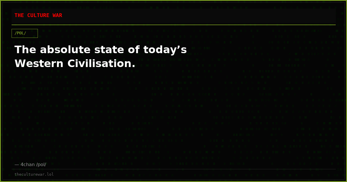 The absolute state of today’s Western Civilisation.