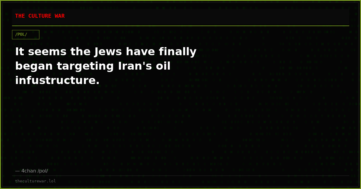 It seems the Jews have finally began targeting Iran's oil infustructure.