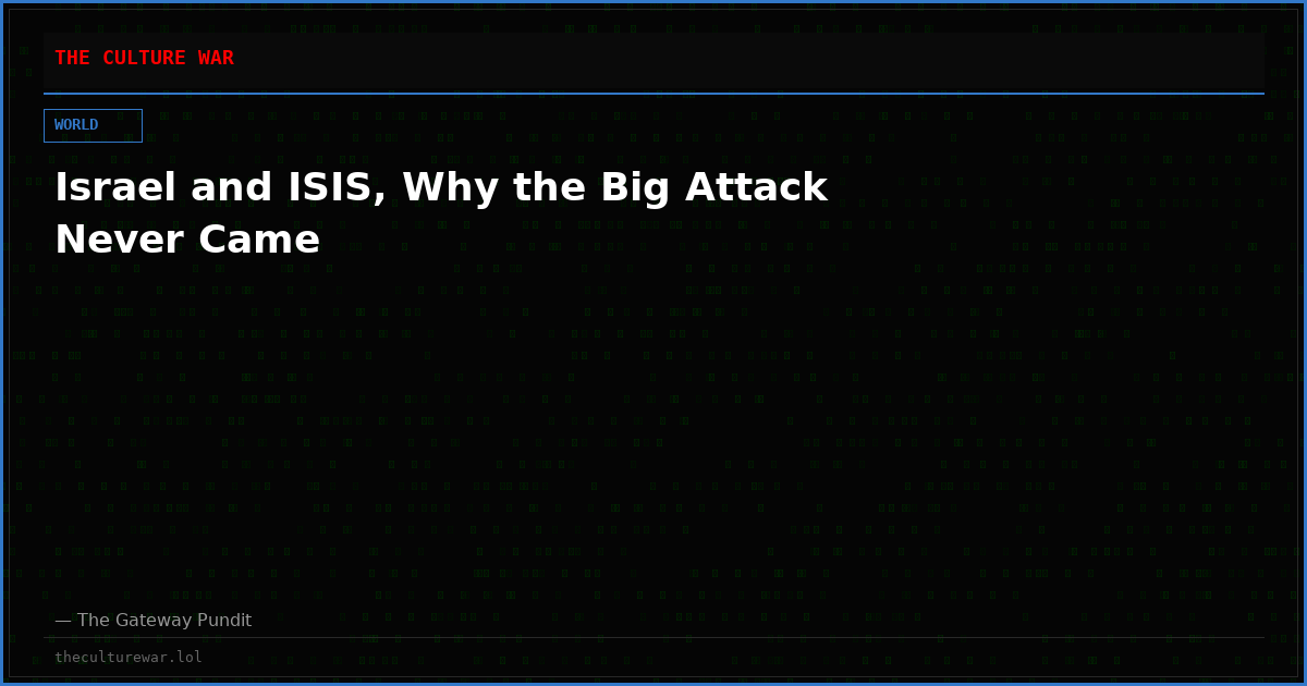 Israel and ISIS, Why the Big Attack Never Came