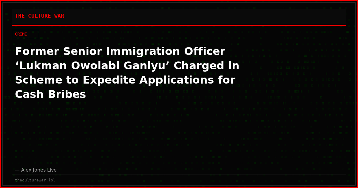 Former Senior Immigration Officer ‘Lukman Owolabi Ganiyu’ Charged in Scheme to Expedite Applications for Cash Bribes
