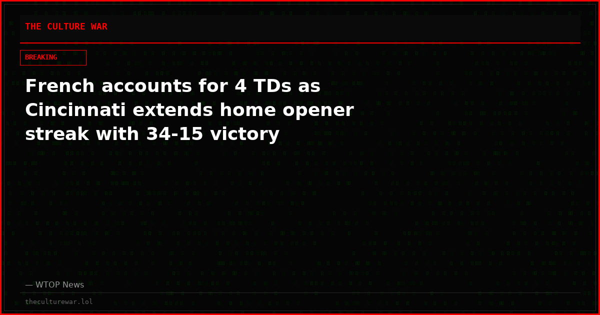 French accounts for 4 TDs as Cincinnati extends home opener streak with 34-15 victory