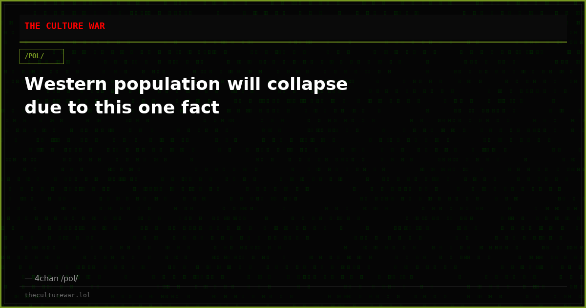 Western population will collapse due to this one fact